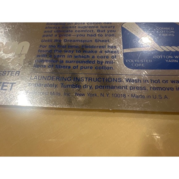 VTG Fieldcrest Dreamspun Sheet Full Size Fitted Beige Percale 65% Cotton Blend - Picture 5 of 5